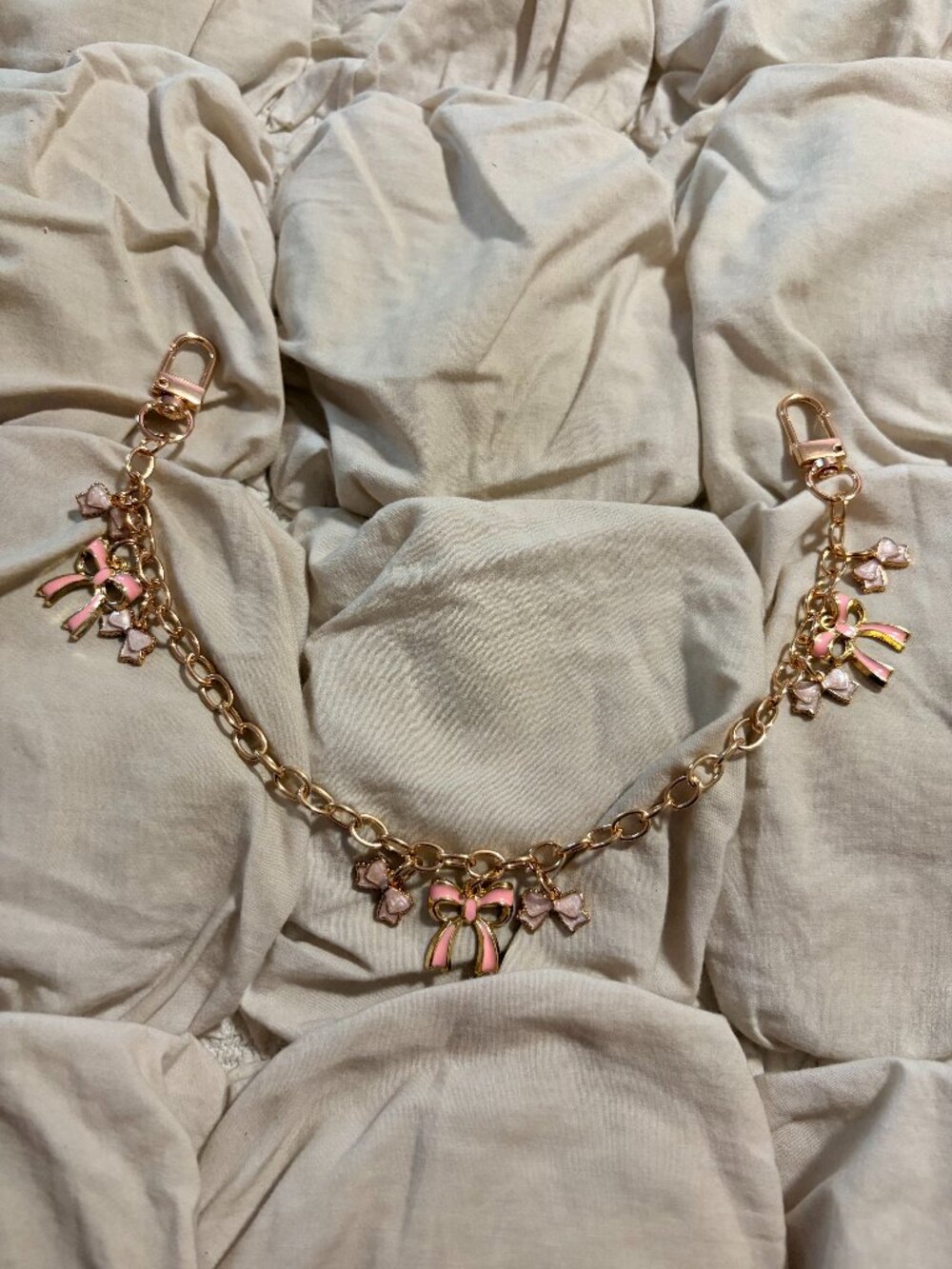 Free People Gold Pink Bow Bag Chain Strap Coquette Balletcore